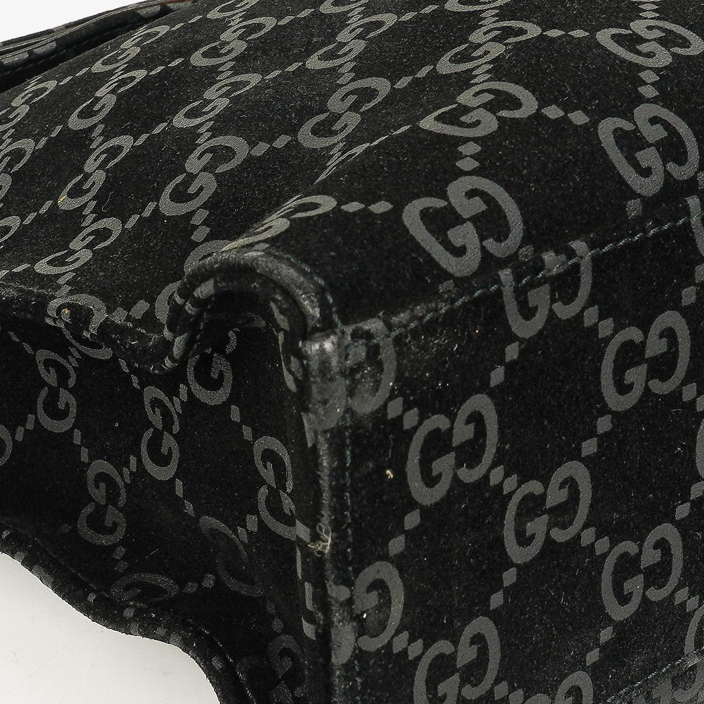 Gucci Jackie GG quadratische Tasche aus schwarzem Wildleder