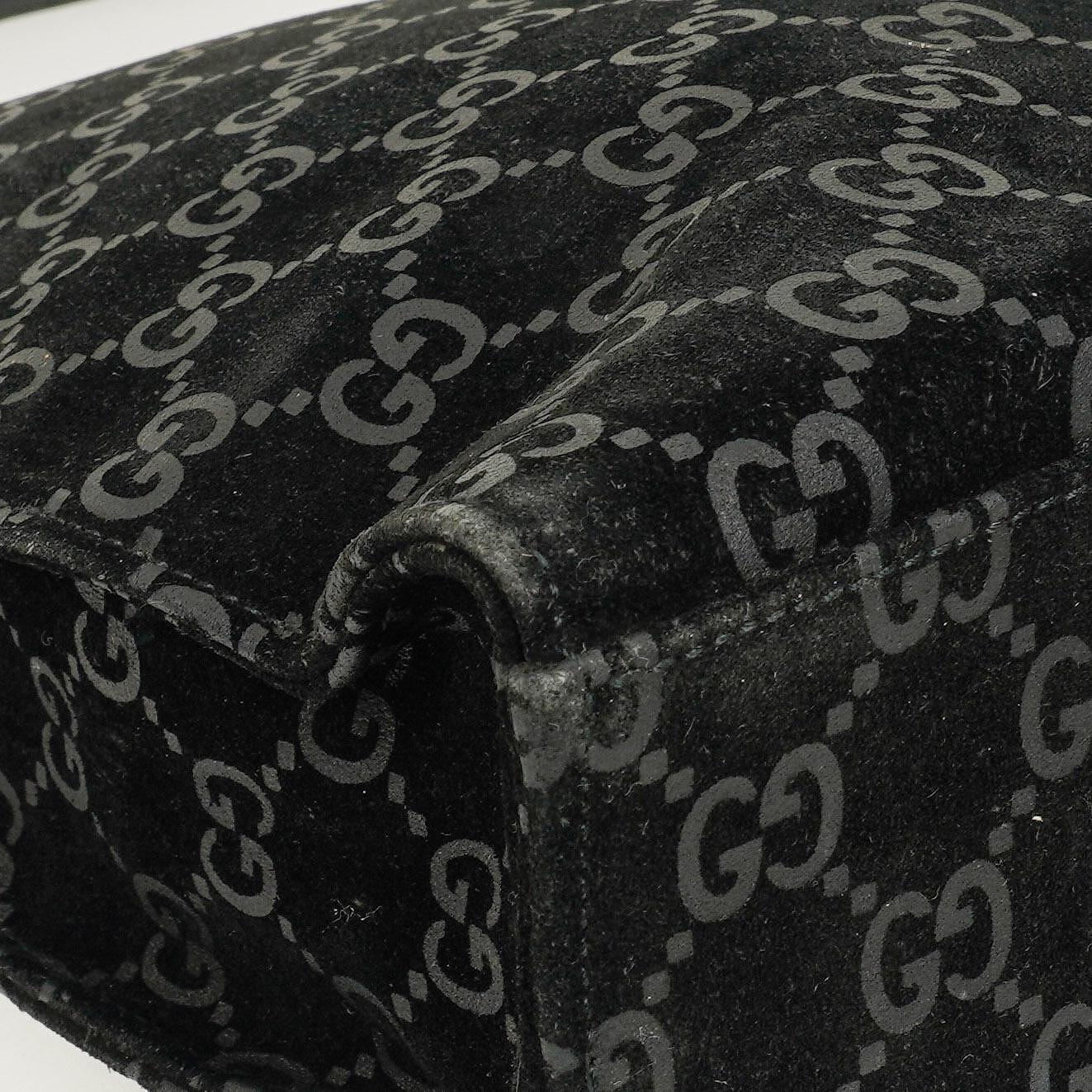 Gucci Jackie GG quadratische Tasche aus schwarzem Wildleder