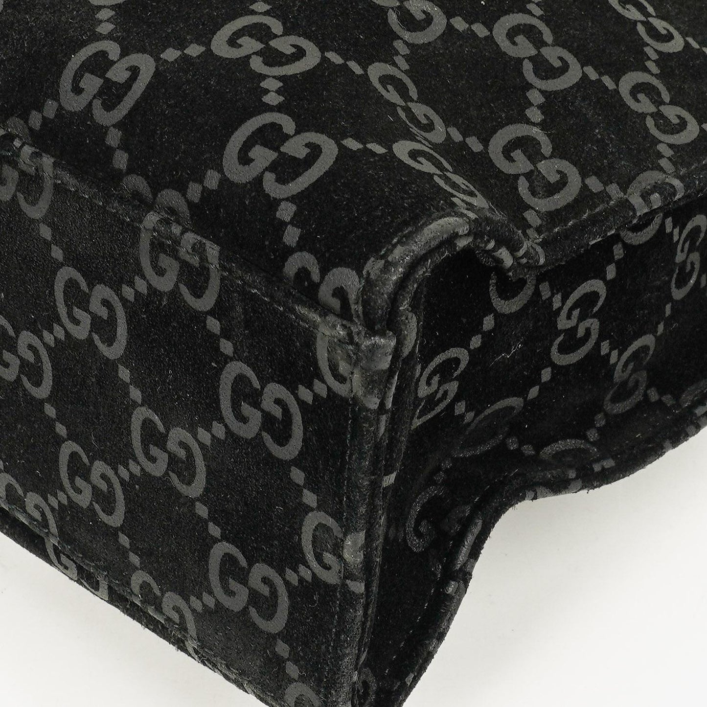 Gucci Jackie GG quadratische Tasche aus schwarzem Wildleder