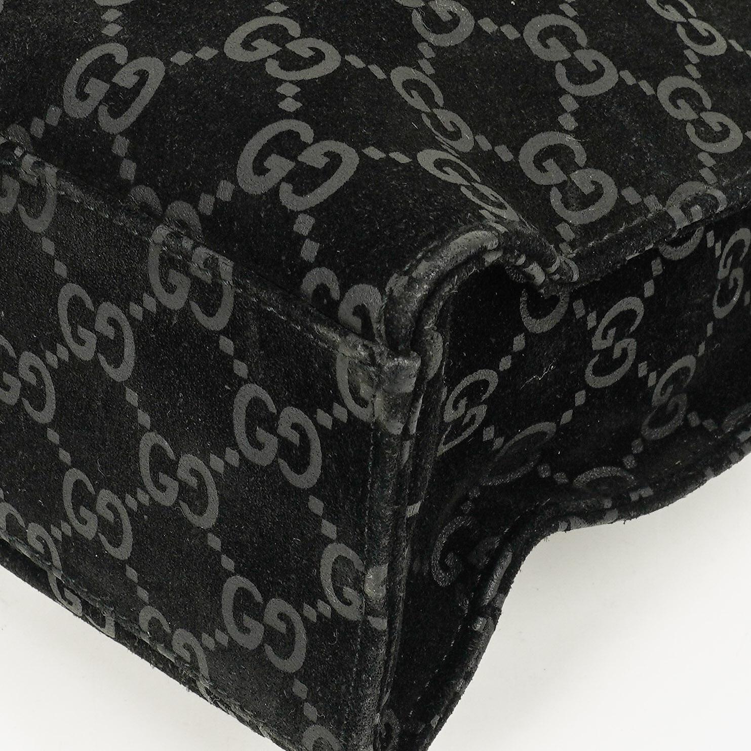 Gucci Jackie GG quadratische Tasche aus schwarzem Wildleder