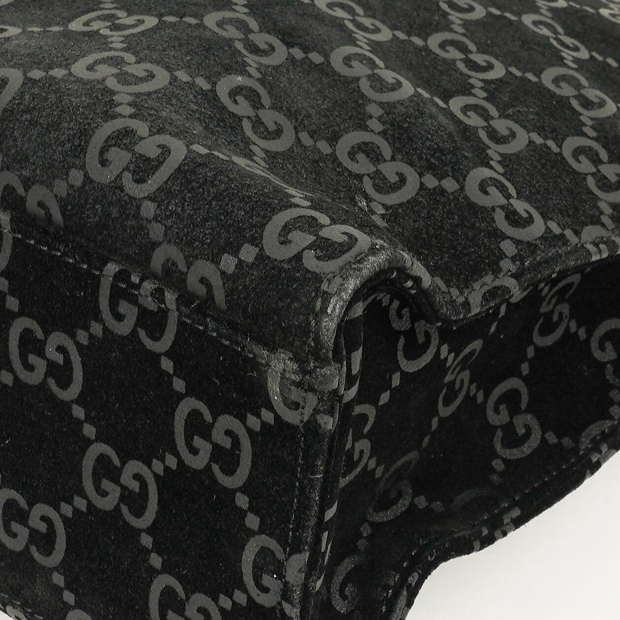 Gucci Jackie GG quadratische Tasche aus schwarzem Wildleder