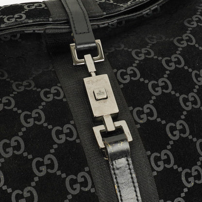 Gucci Jackie GG quadratische Tasche aus schwarzem Wildleder