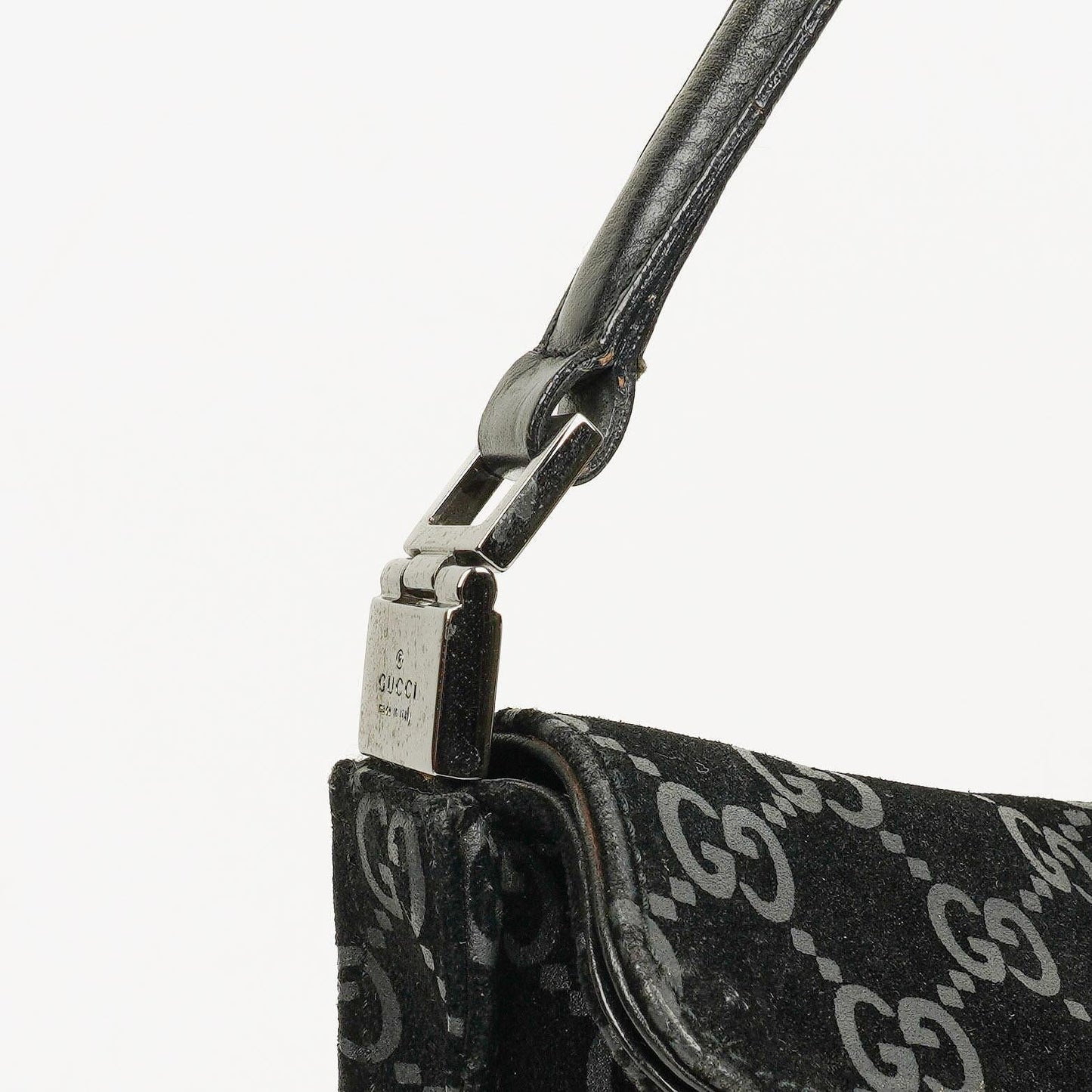 Gucci Jackie GG quadratische Tasche aus schwarzem Wildleder