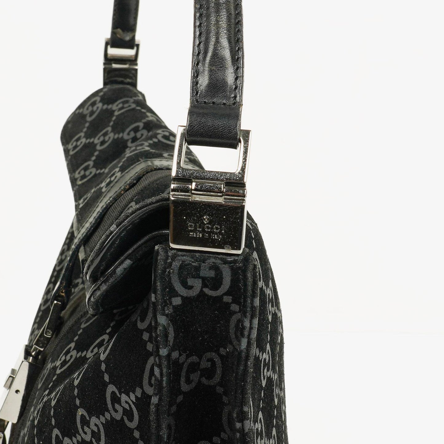 Gucci Jackie GG quadratische Tasche aus schwarzem Wildleder