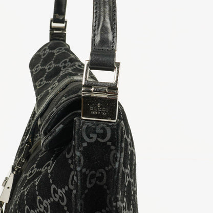 Gucci Jackie GG quadratische Tasche aus schwarzem Wildleder