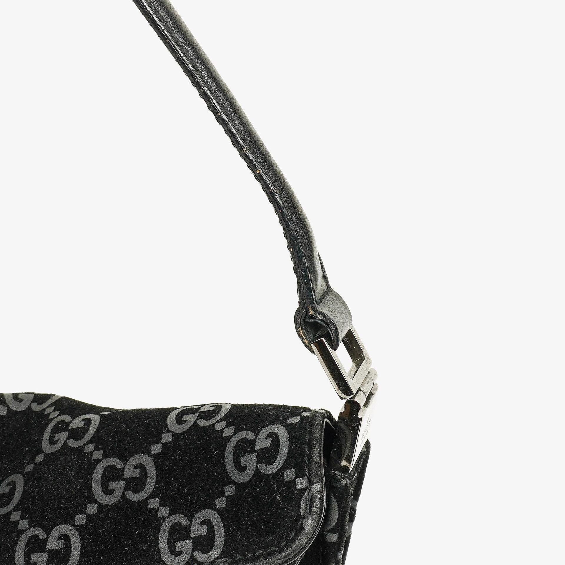Gucci Jackie GG quadratische Tasche aus schwarzem Wildleder
