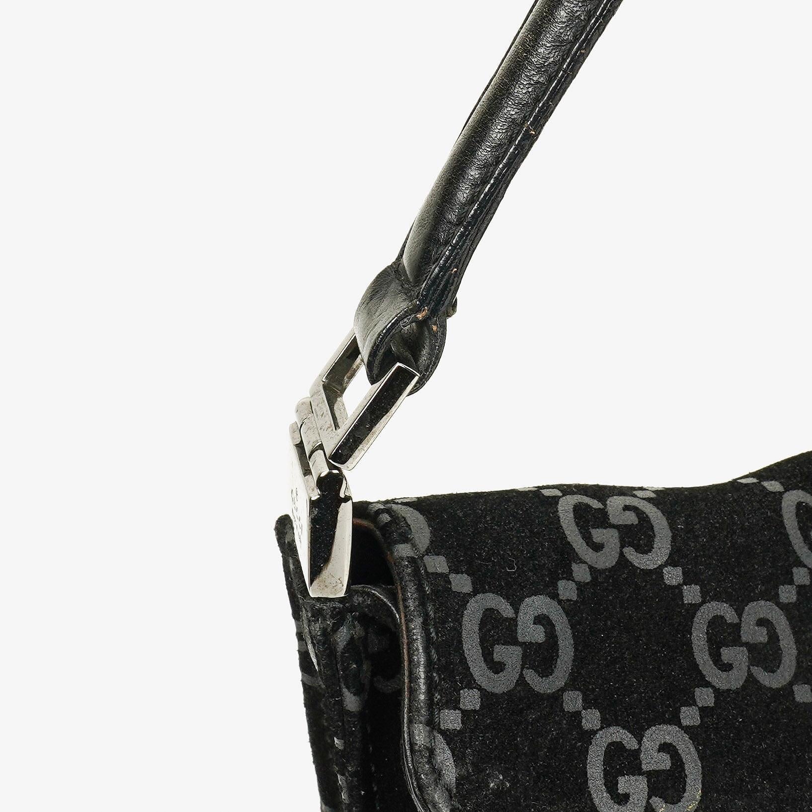 Gucci Jackie GG quadratische Tasche aus schwarzem Wildleder