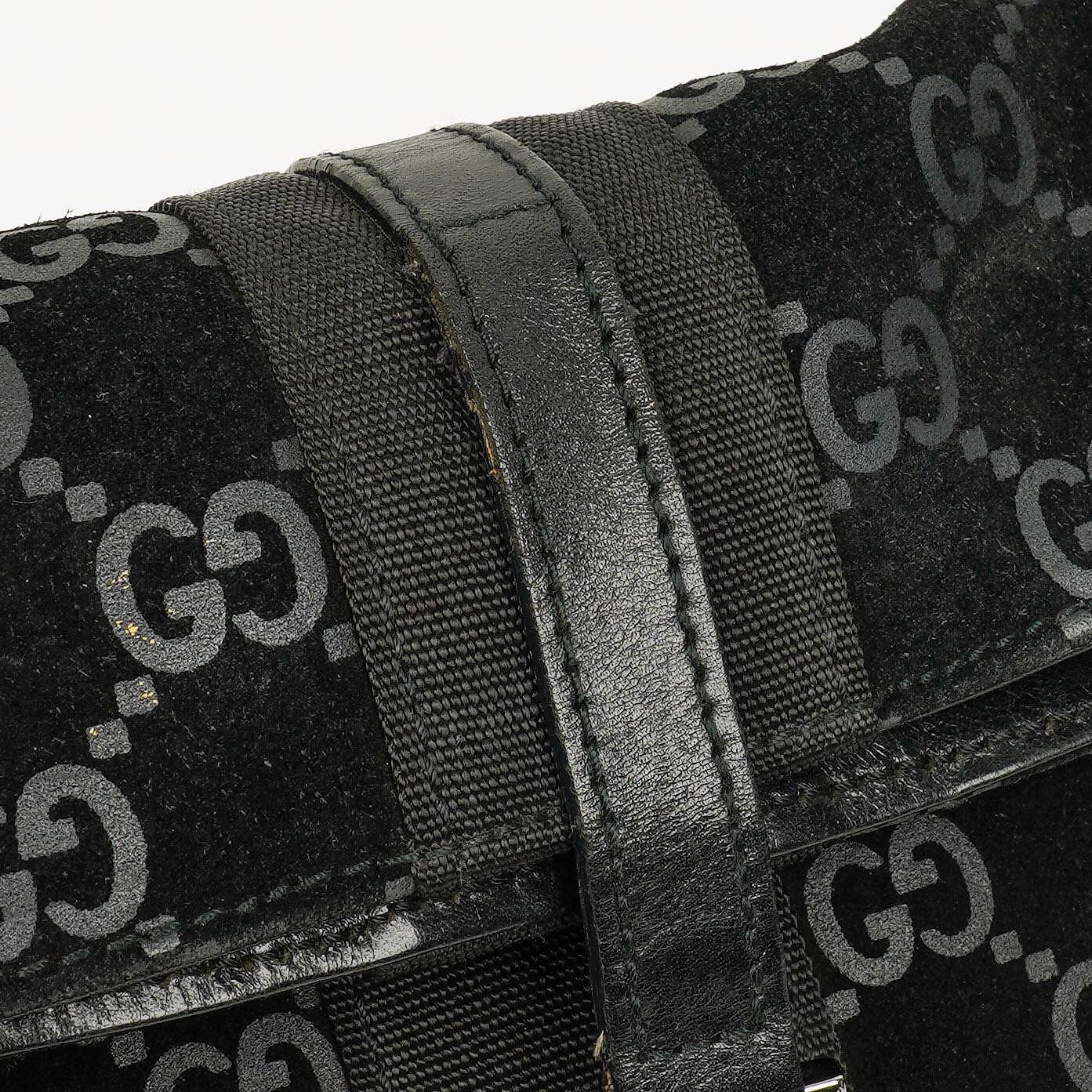 Gucci Jackie GG quadratische Tasche aus schwarzem Wildleder