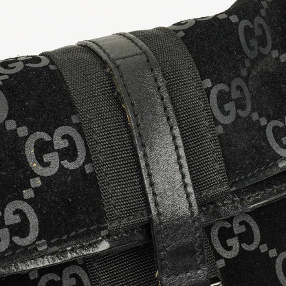 Gucci Jackie GG quadratische Tasche aus schwarzem Wildleder
