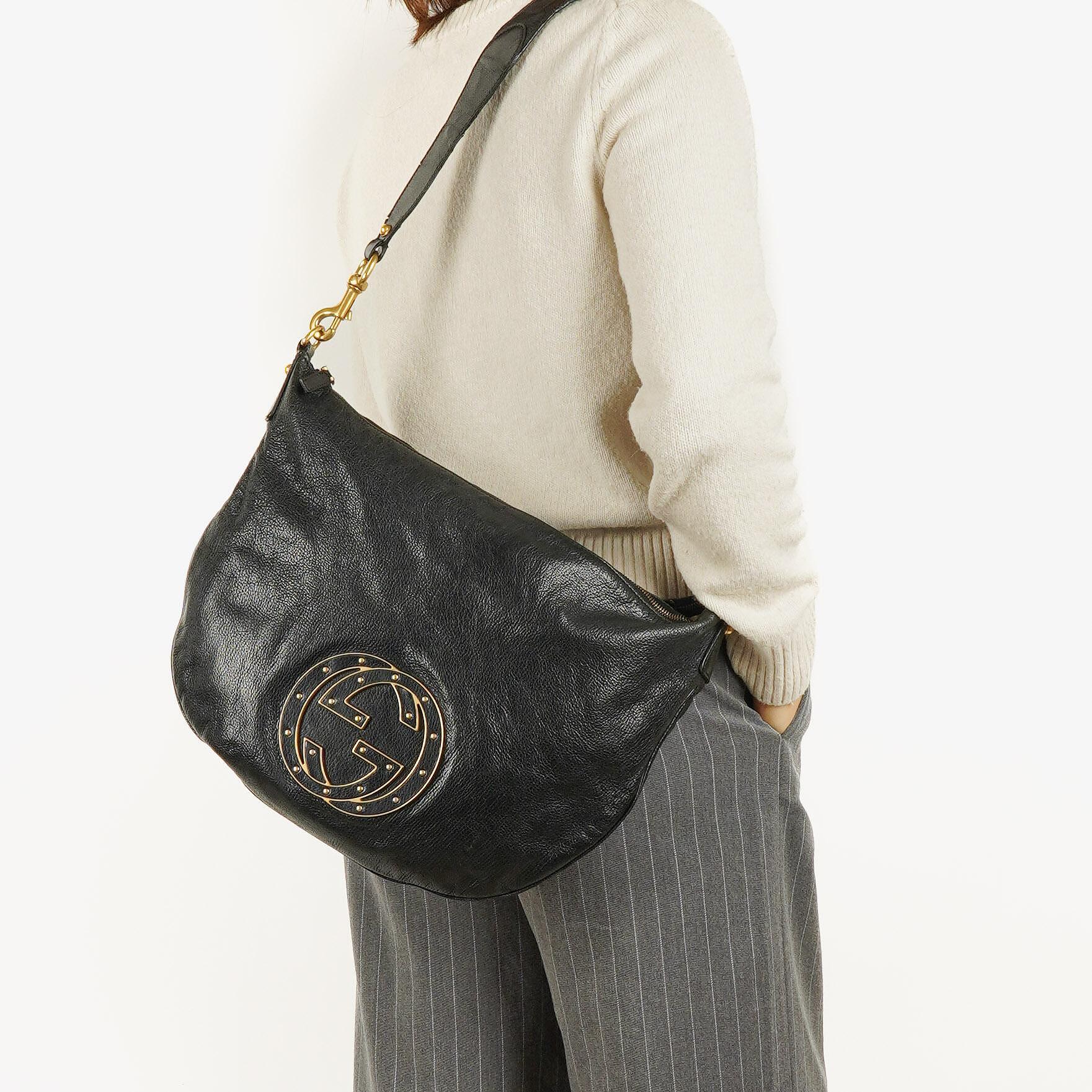 Gucci Blondie Schultertasche in Schwarz aus Leder mit GG Logo