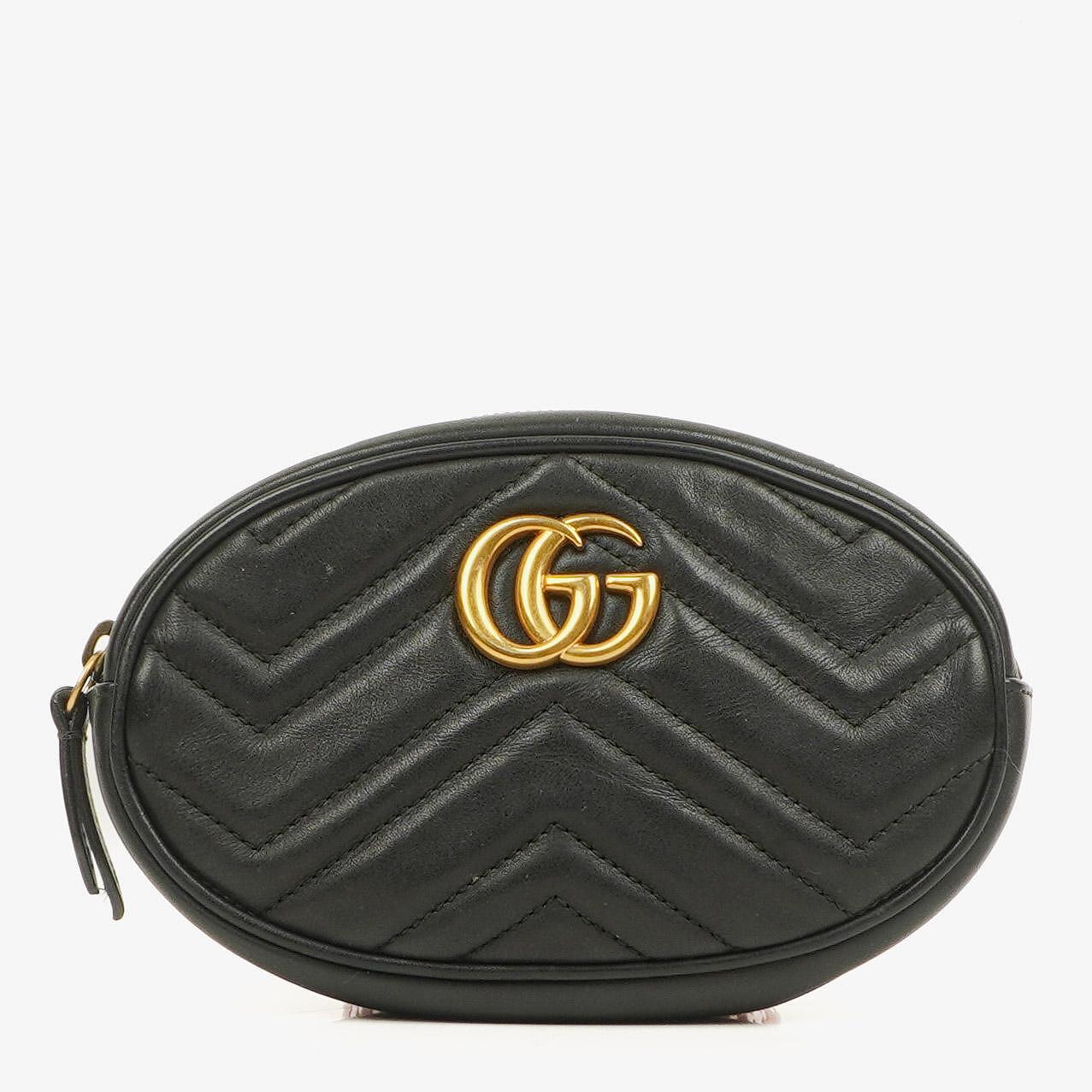 Gucci GG Marmont schwarze Bauchtasche aus Leder