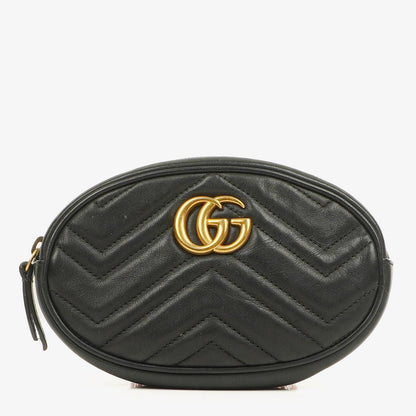Gucci GG Marmont schwarze Bauchtasche aus Leder