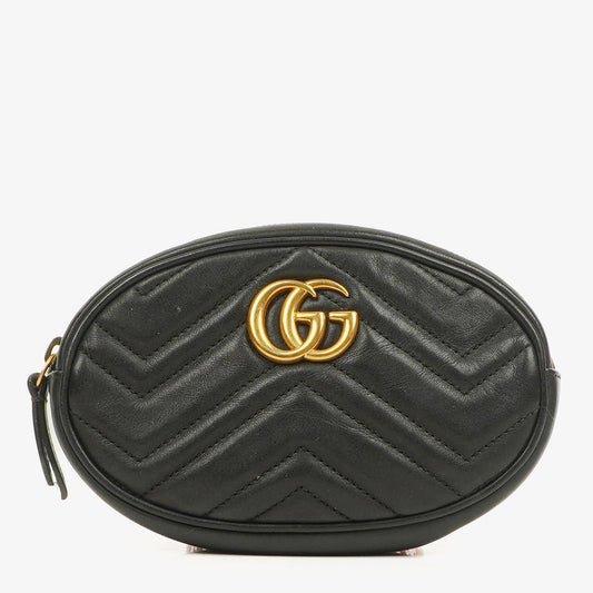 Gucci GG Marmont schwarze Bauchtasche aus Leder