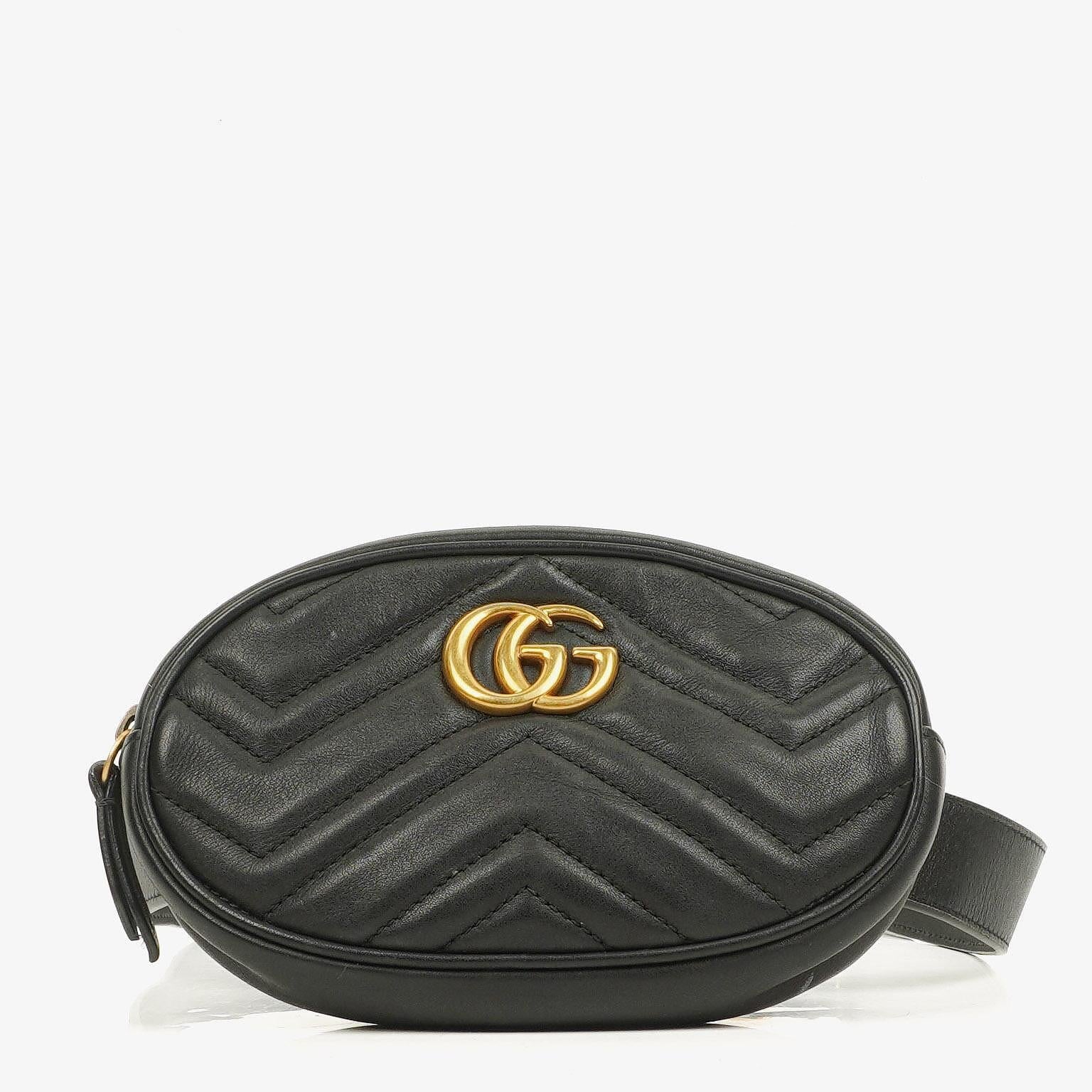 Gucci GG Marmont schwarze Bauchtasche aus Leder