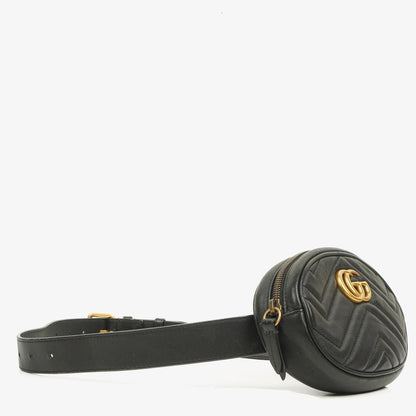 Gucci GG Marmont schwarze Bauchtasche aus Leder