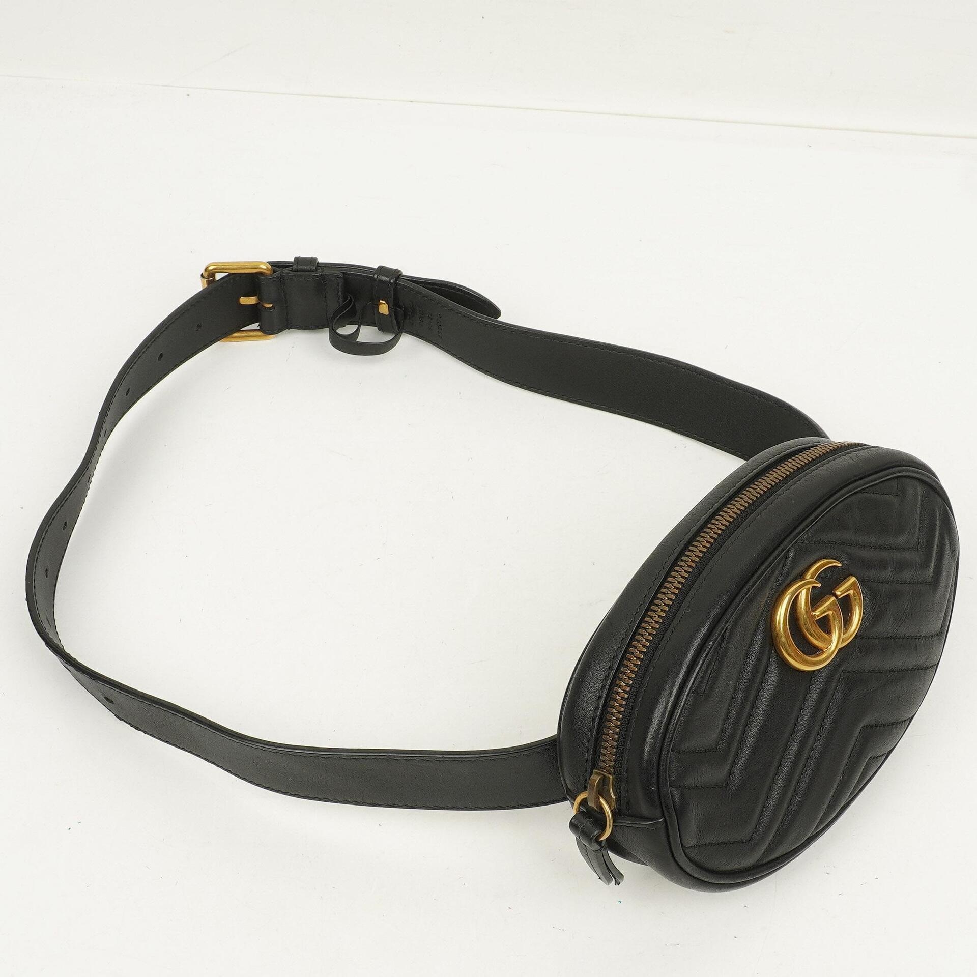 Gucci GG Marmont schwarze Bauchtasche aus Leder