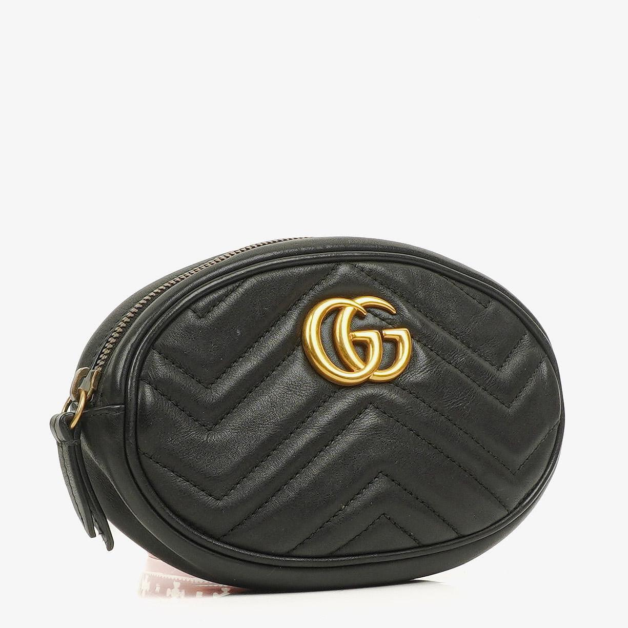 Gucci GG Marmont schwarze Bauchtasche aus Leder