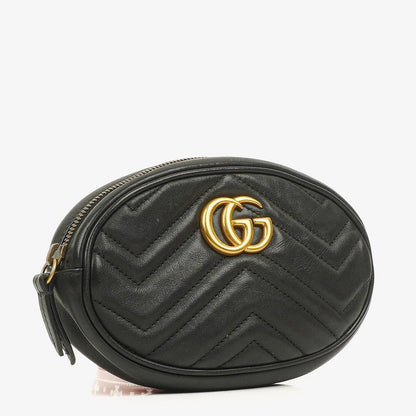 Gucci GG Marmont schwarze Bauchtasche aus Leder