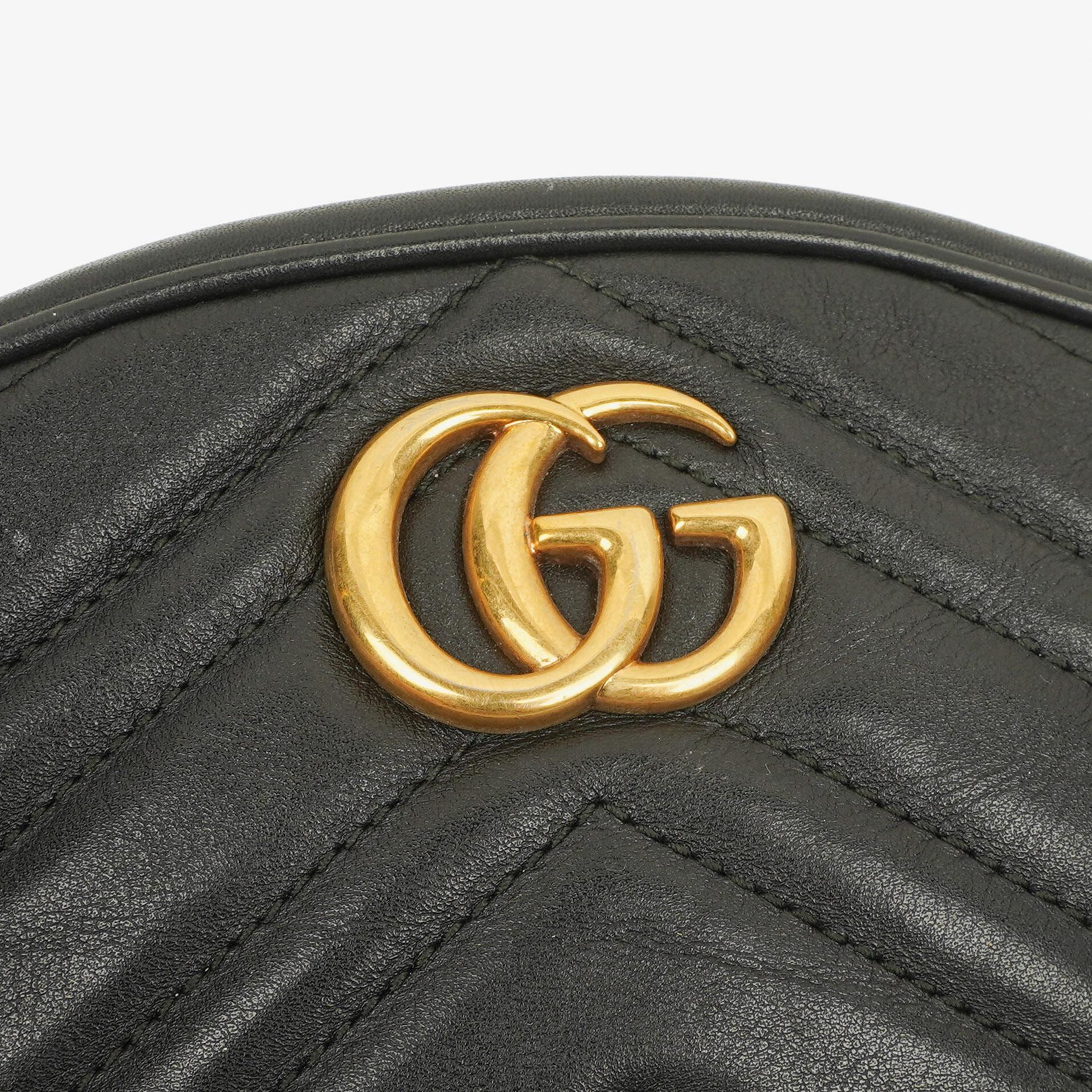 Gucci GG Marmont schwarze Bauchtasche aus Leder