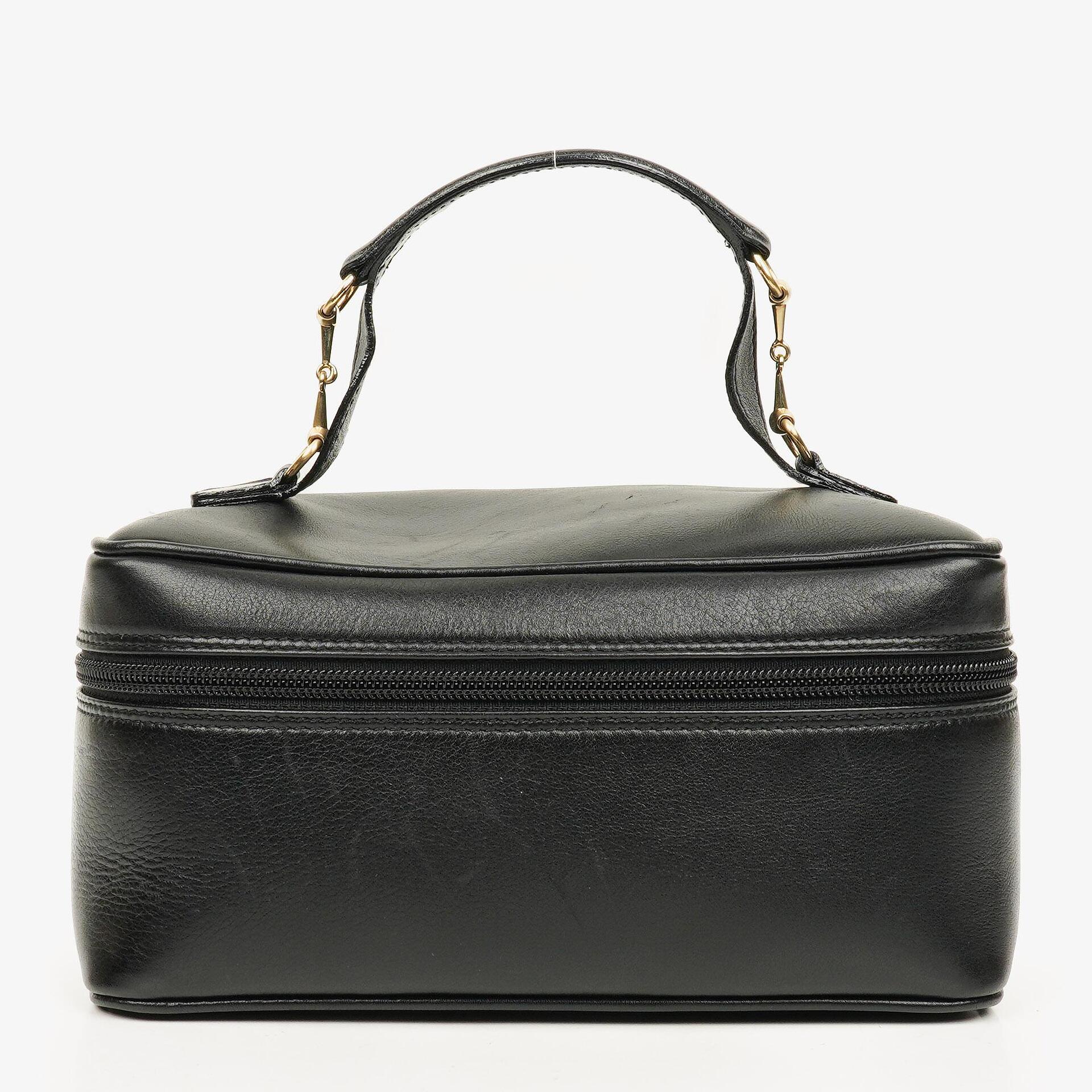 Gucci Horsebit Vanity Tasche aus schwarzem Leder