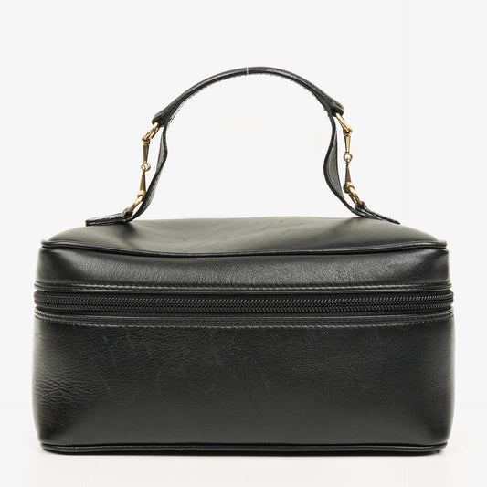 Gucci Horsebit Vanity Tasche aus schwarzem Leder