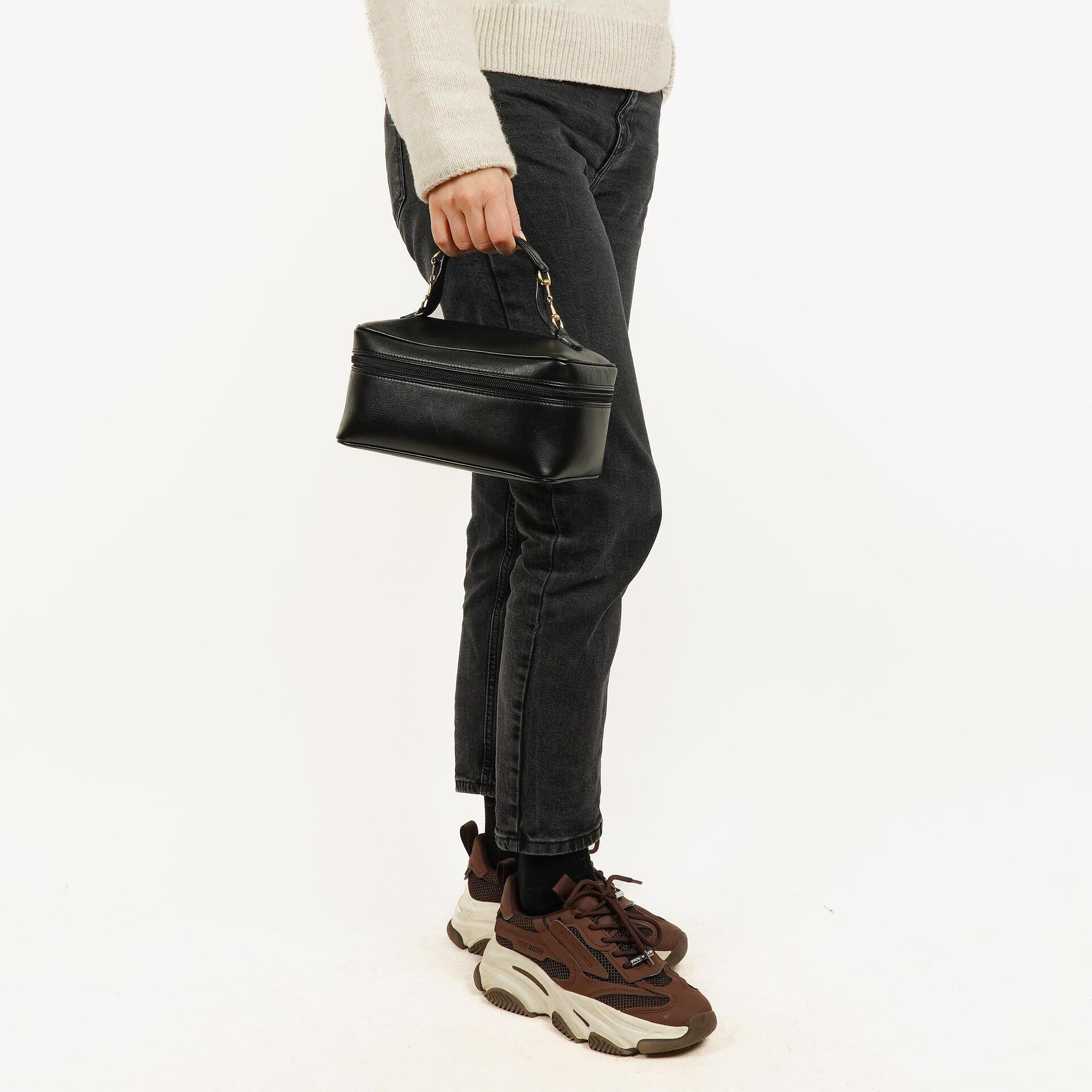Gucci Horsebit Vanity Tasche aus schwarzem Leder