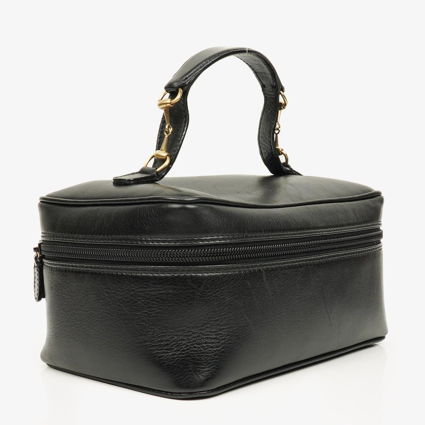 Gucci Horsebit Vanity Tasche aus schwarzem Leder
