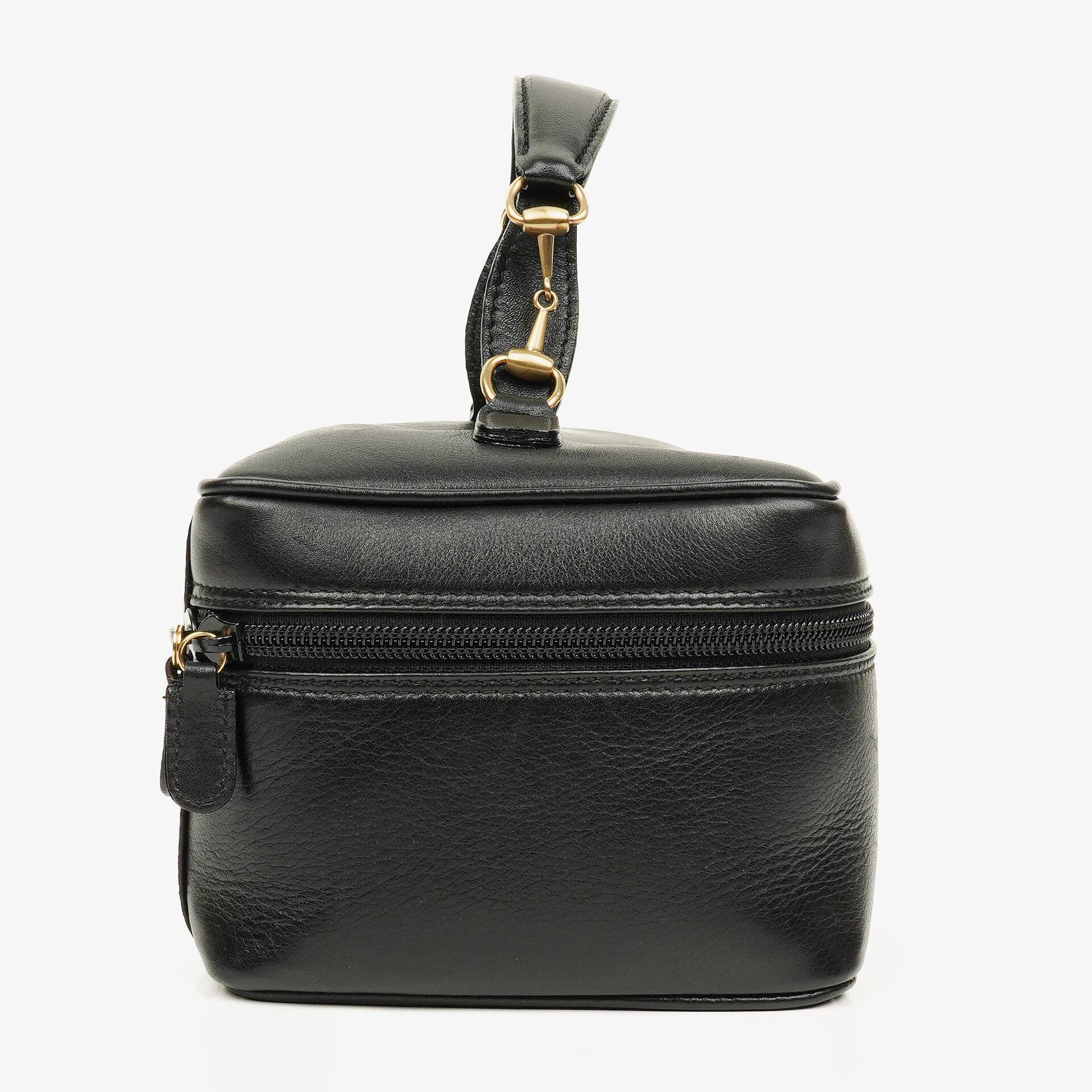 Gucci Horsebit Vanity Tasche aus schwarzem Leder