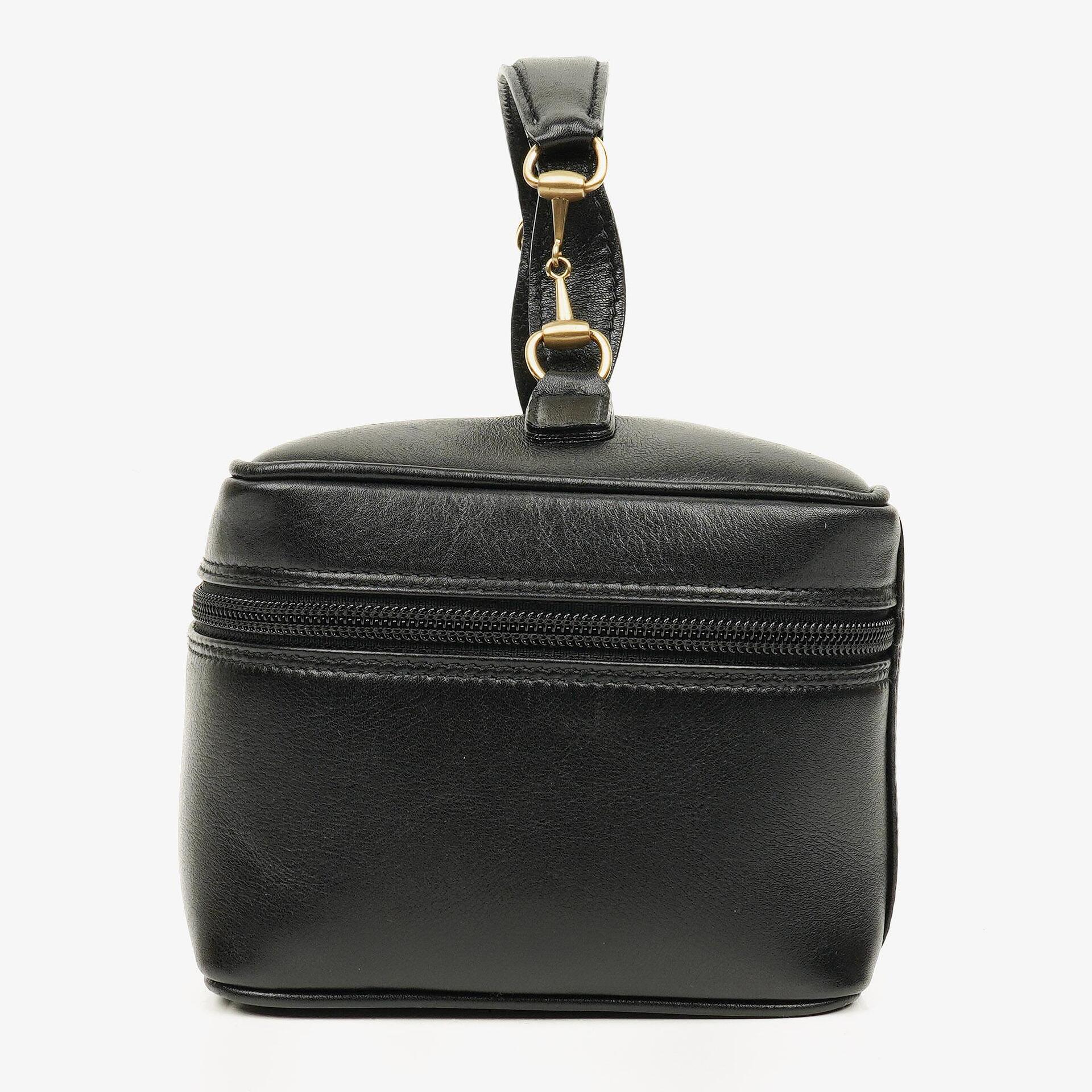 Gucci Horsebit Vanity Tasche aus schwarzem Leder