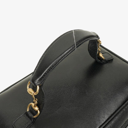 Gucci Horsebit Vanity Tasche aus schwarzem Leder