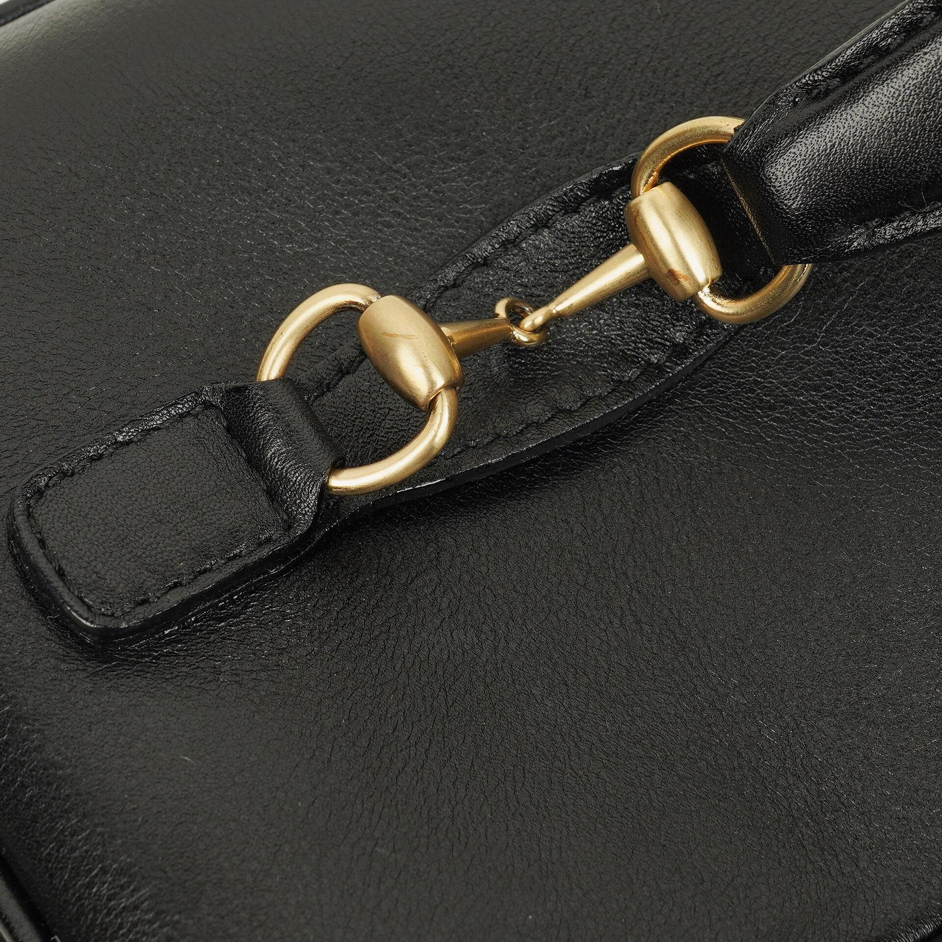 Gucci Horsebit Vanity Tasche aus schwarzem Leder