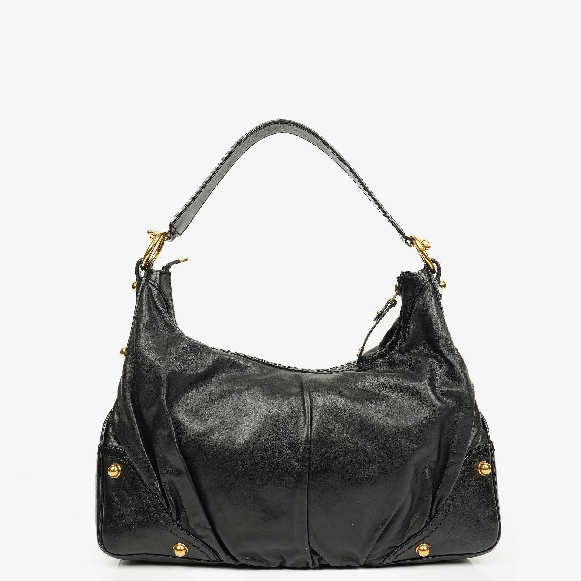 Gucci Jockey Hobo Bag Medium aus schwarzem Leder
