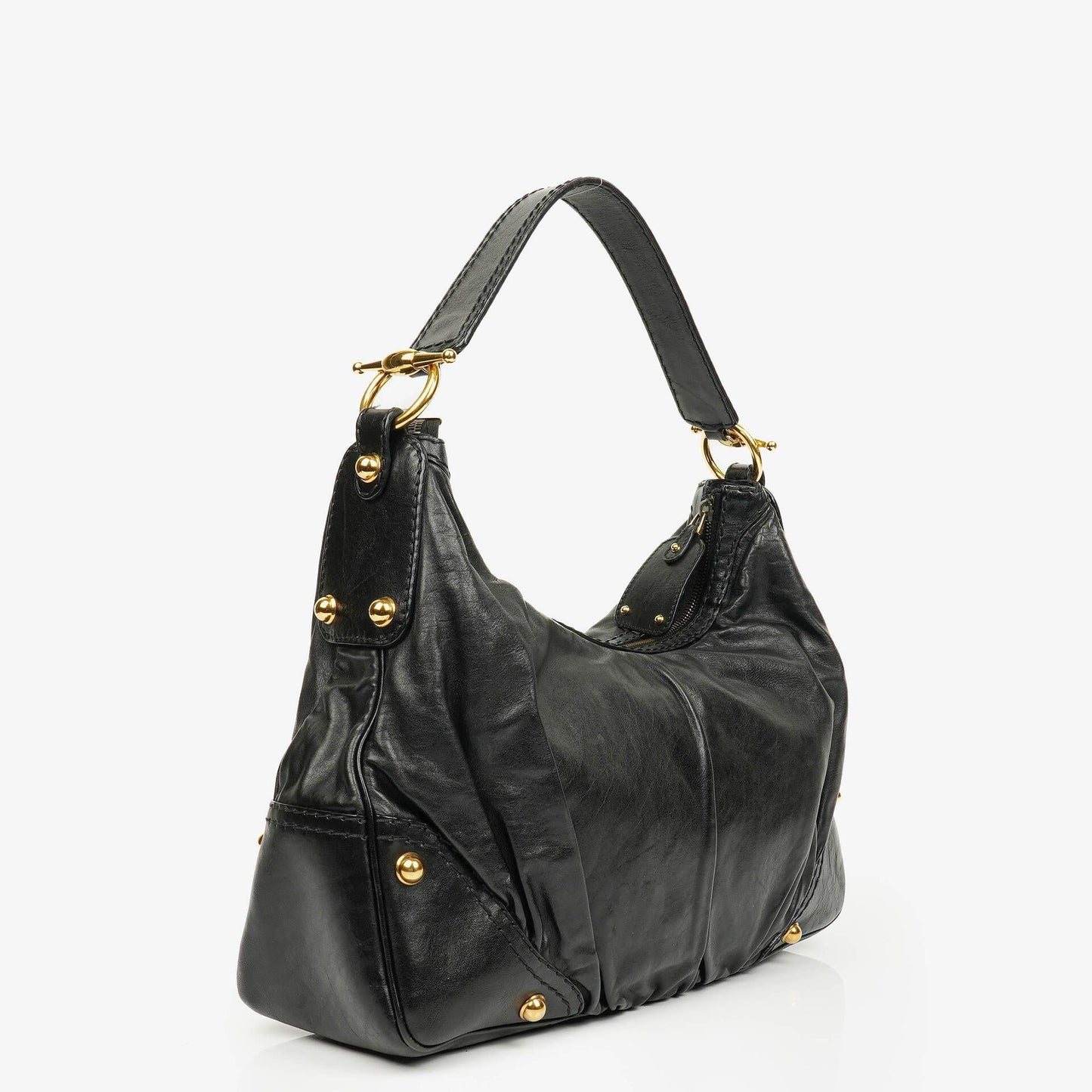 Gucci Jockey Hobo Bag Medium aus schwarzem Leder