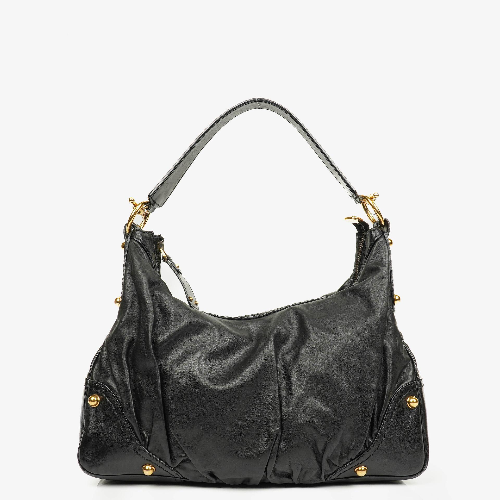 Gucci Jockey Hobo Bag Medium aus schwarzem Leder