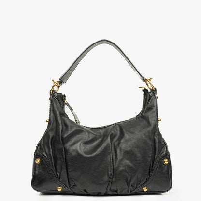Gucci Jockey Hobo Bag Medium aus schwarzem Leder