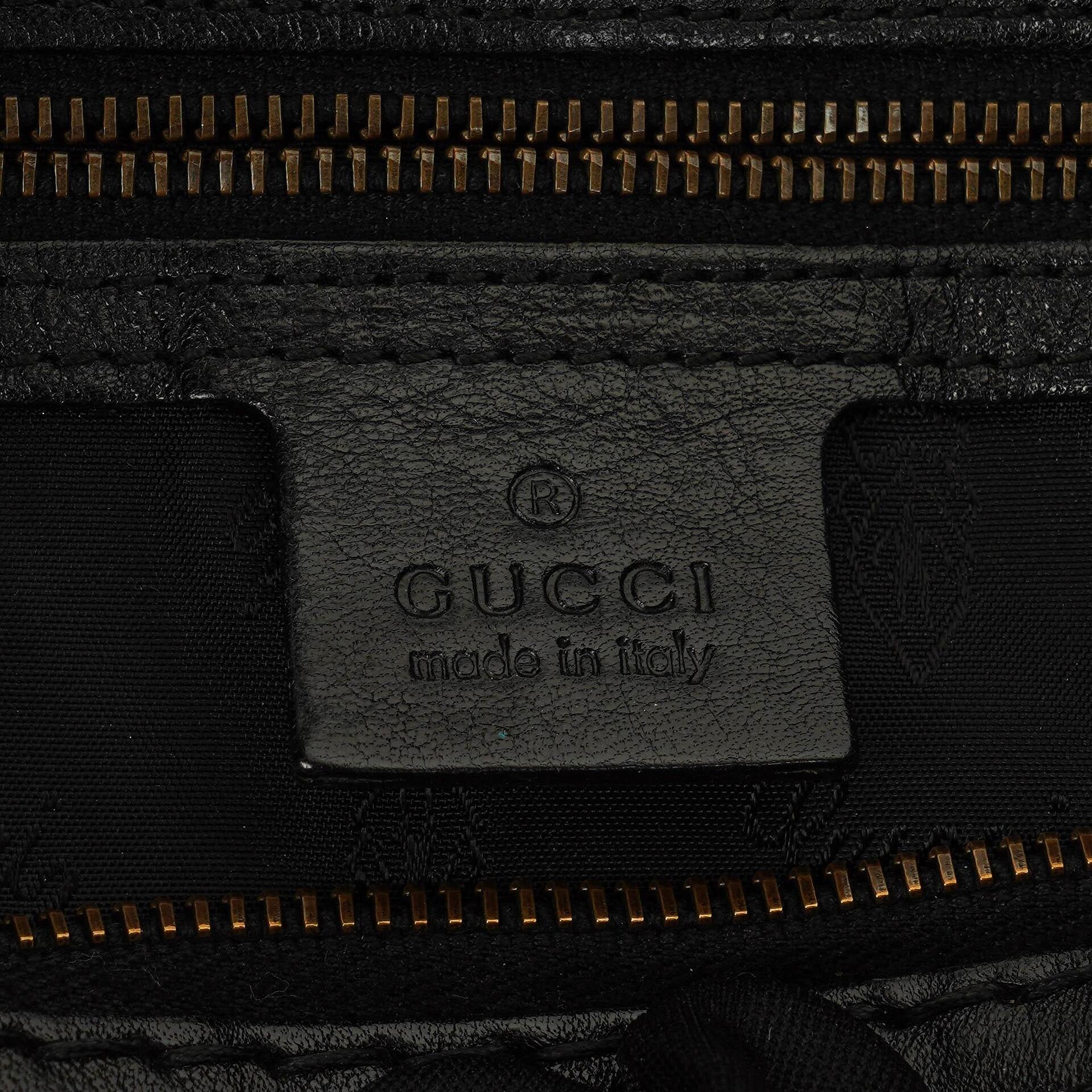 Gucci Jockey Hobo Bag Medium aus schwarzem Leder