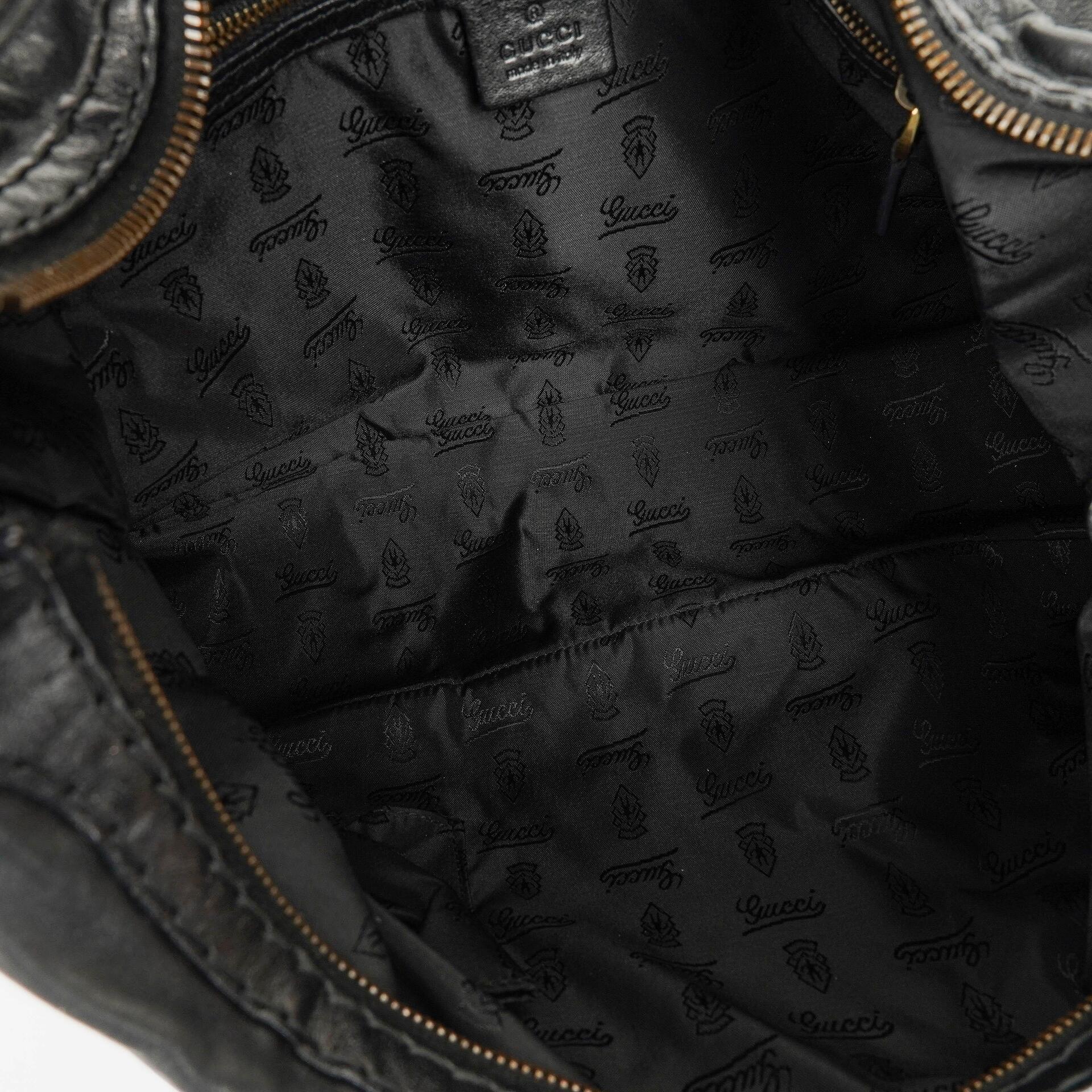 Gucci Jockey Hobo Bag Medium aus schwarzem Leder