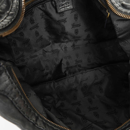 Gucci Jockey Hobo Bag Medium aus schwarzem Leder