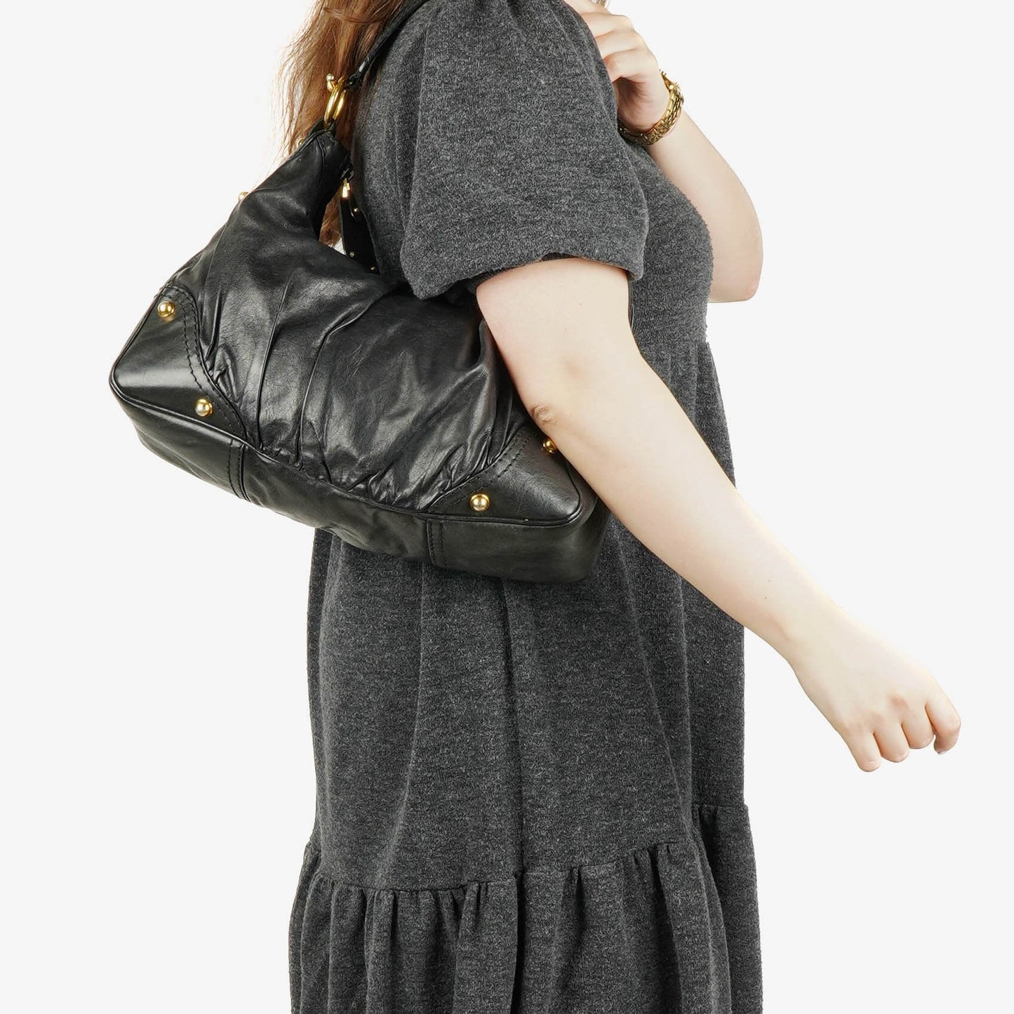 Gucci Medium Jockey Hobo-Tasche aus schwarzem Leder