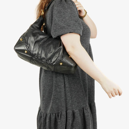 Gucci Medium Jockey Hobo-Tasche aus schwarzem Leder