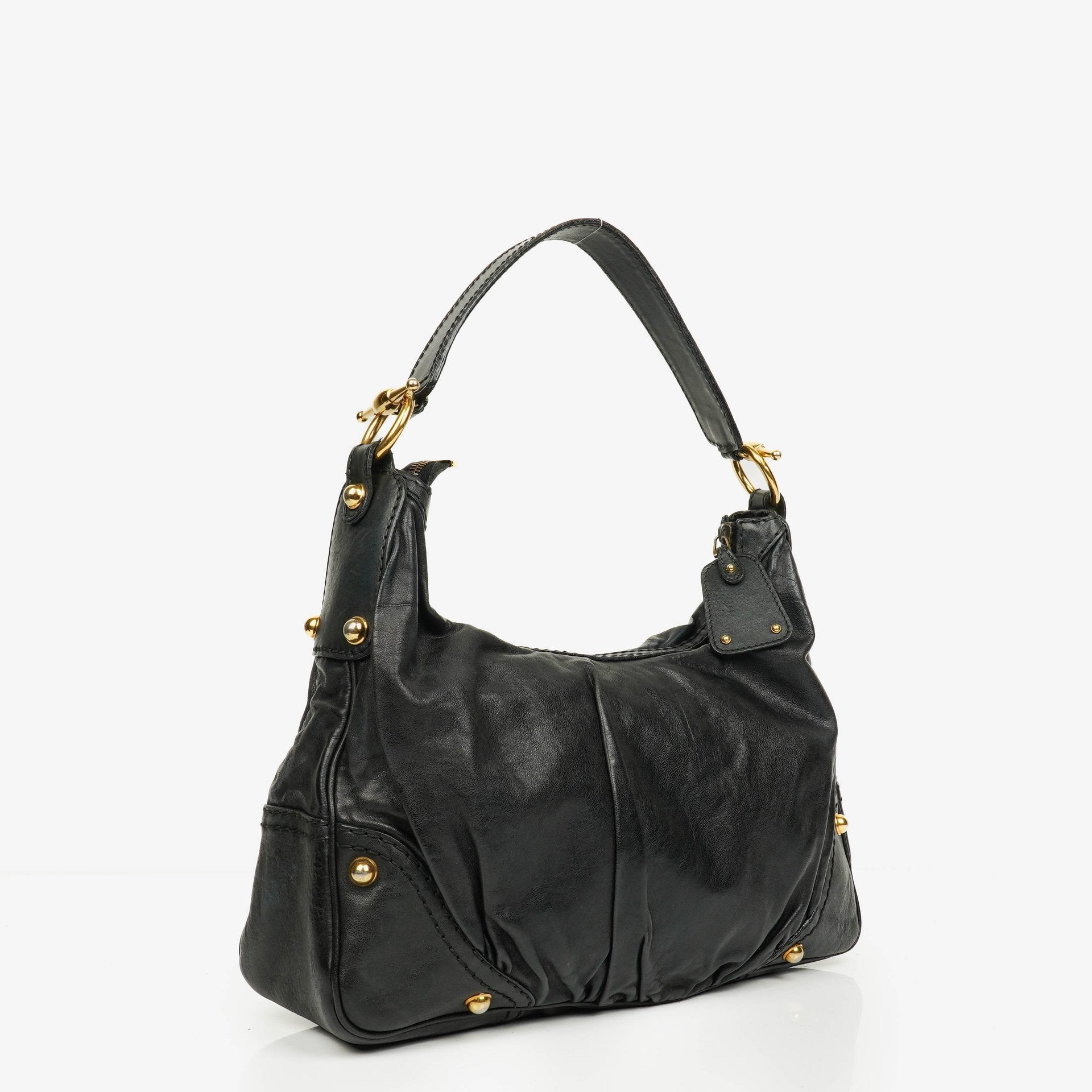 Gucci Medium Jockey Hobo-Tasche aus schwarzem Leder