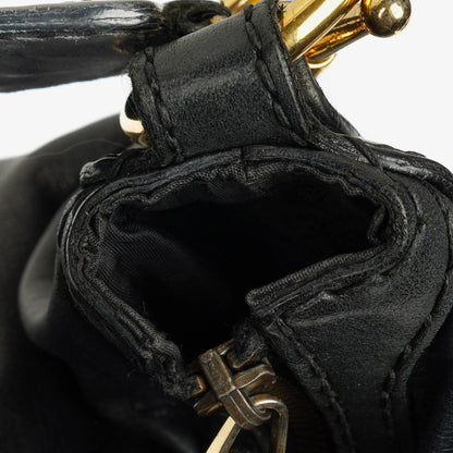 Gucci Medium Jockey Hobo-Tasche aus schwarzem Leder