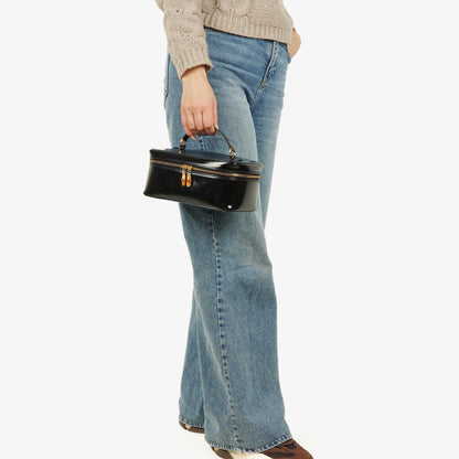 Gucci Bamboo Vanity Tasche aus schwarzem Lackleder