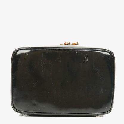 Gucci Bamboo Vanity Tasche aus schwarzem Lackleder