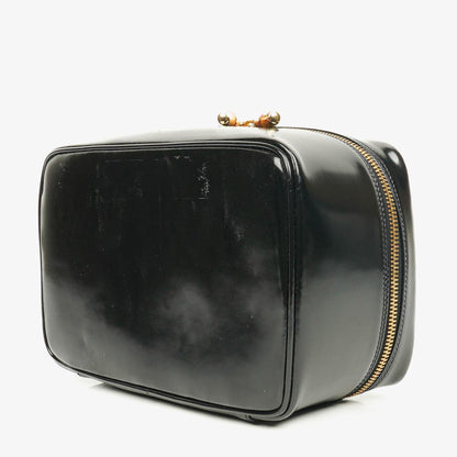 Gucci Bamboo Vanity Tasche aus schwarzem Lackleder