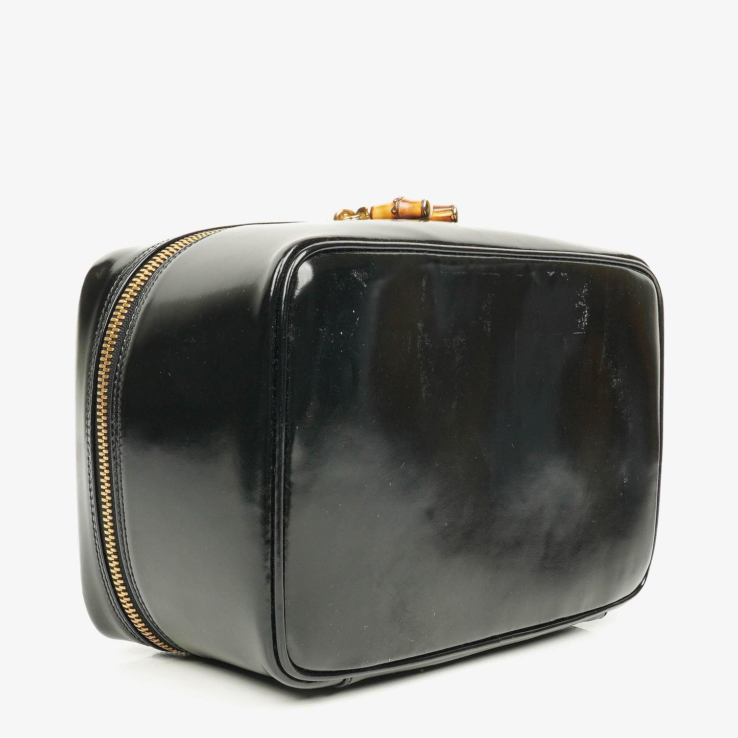 Gucci Bamboo Vanity Tasche aus schwarzem Lackleder