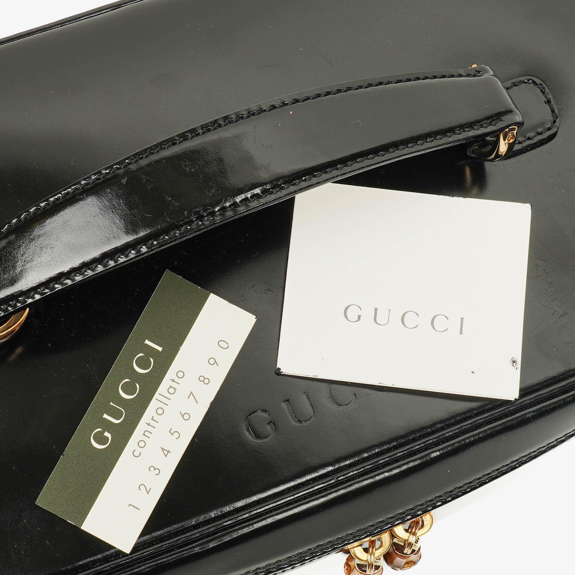 Gucci Bamboo Vanity Tasche aus schwarzem Lackleder
