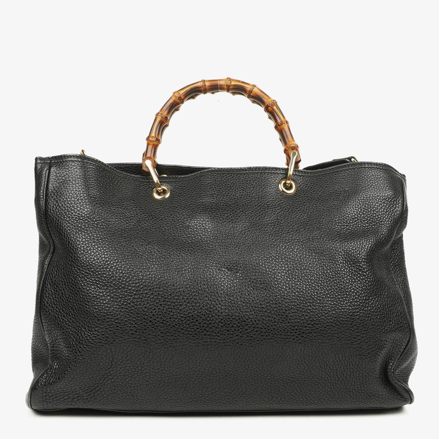 Gucci Große Bamboo Shopper Tragetasche mit Griff aus schwarzem genarbtem Leder