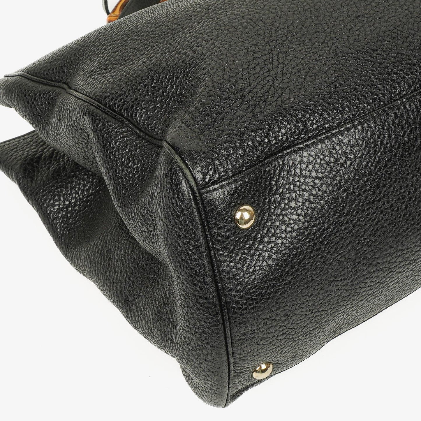 Gucci Große Bamboo Shopper Tragetasche mit Griff aus schwarzem genarbtem Leder