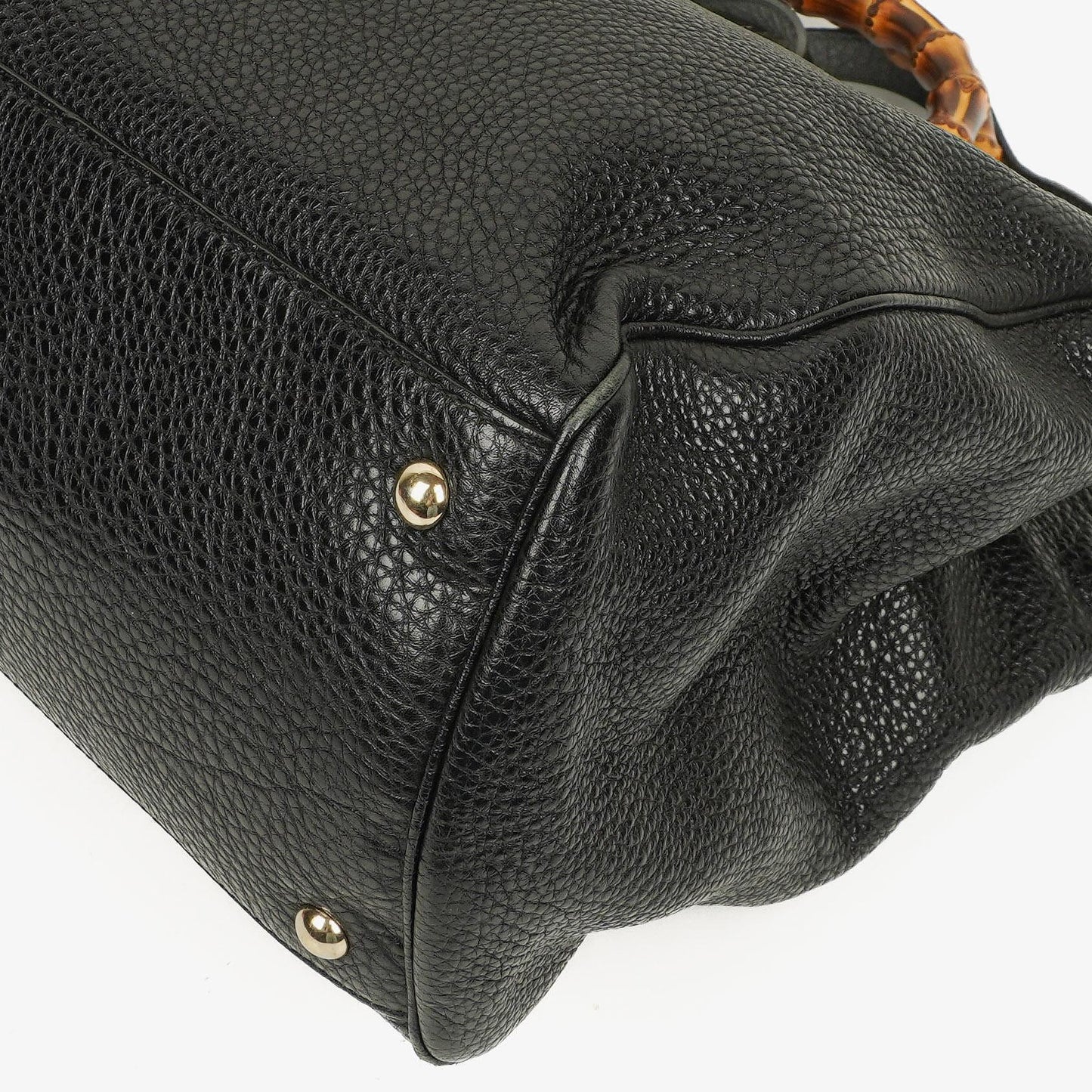 Gucci Große Bamboo Shopper Tragetasche mit Griff aus schwarzem genarbtem Leder